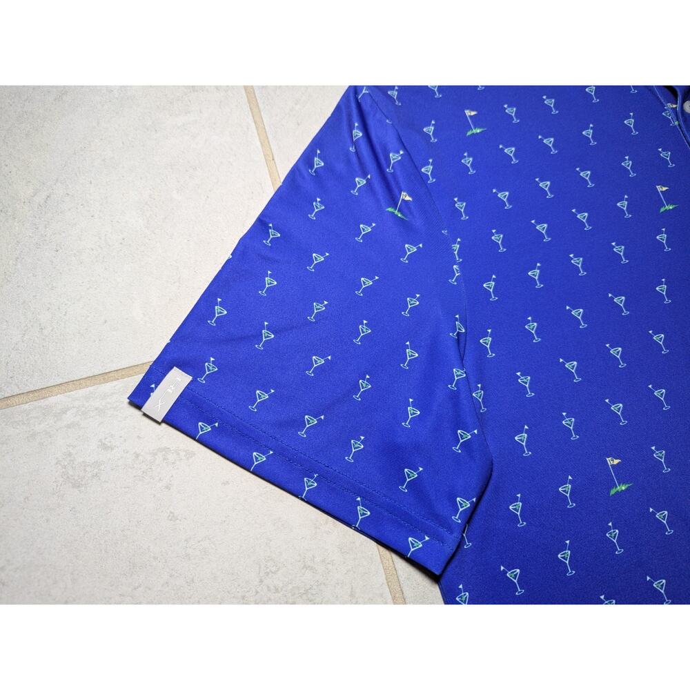 RLX Ralph Lauren Men's Medium Golf Shirt Polo Blue 19th Hole Martini Pint - Picture 3 of 6